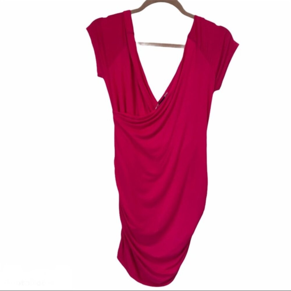 BRIAN BAILEY Ruched Wrap Festival V Stretch Top Bodycon Top Shirt Tunic Draped